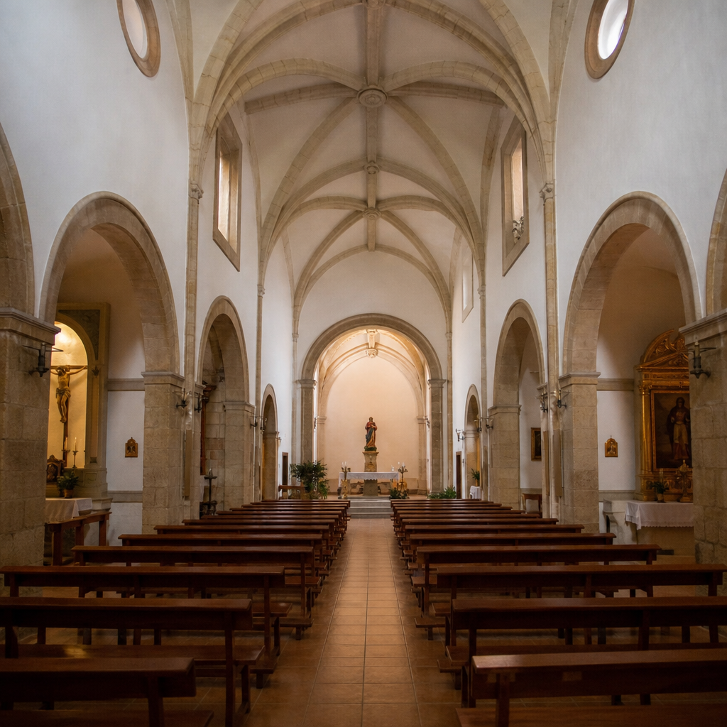 Interior de la Iglesia de San Sebastián de Espiel con la imagen del santo