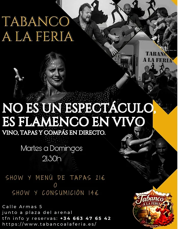 Recreación ilustrativa: Espectáculo flamenco diario en Tabanco a la Feria