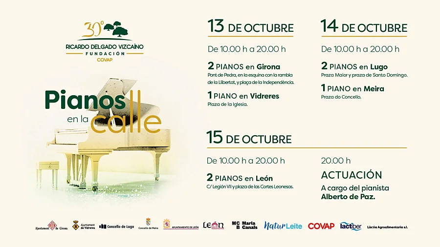 Recreación ilustrativa: Pianos en la calle: toca o escucha música en el centro de León