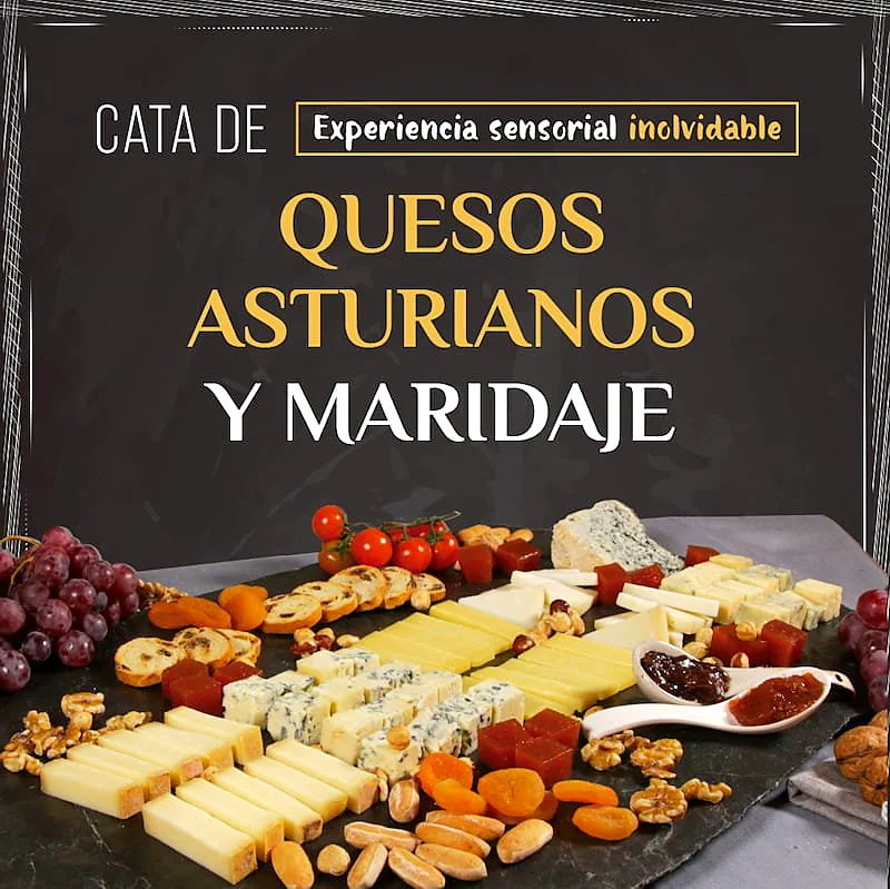 Recreación ilustrativa: Cata de seis quesos asturianos con sidras y vinos de Cangas