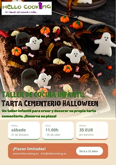 Recreación ilustrativa: Tarta cementerio de Halloween: taller infantil