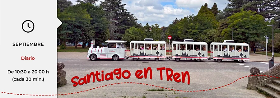 Recreación ilustrativa: Santiago en tren turístico: jardines, arquitectura y vistas