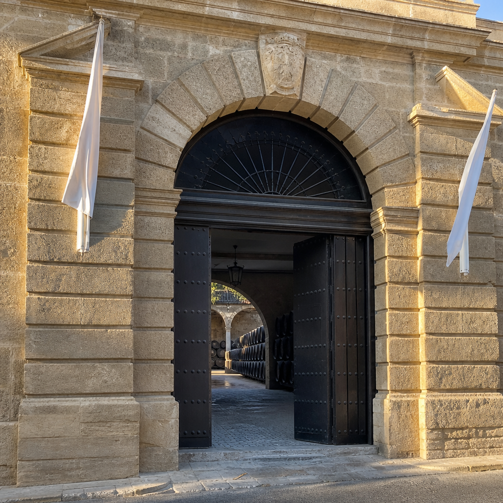 Puerta de Bodegas Alvear en Montilla, punto de partida de los viajes de la familia.