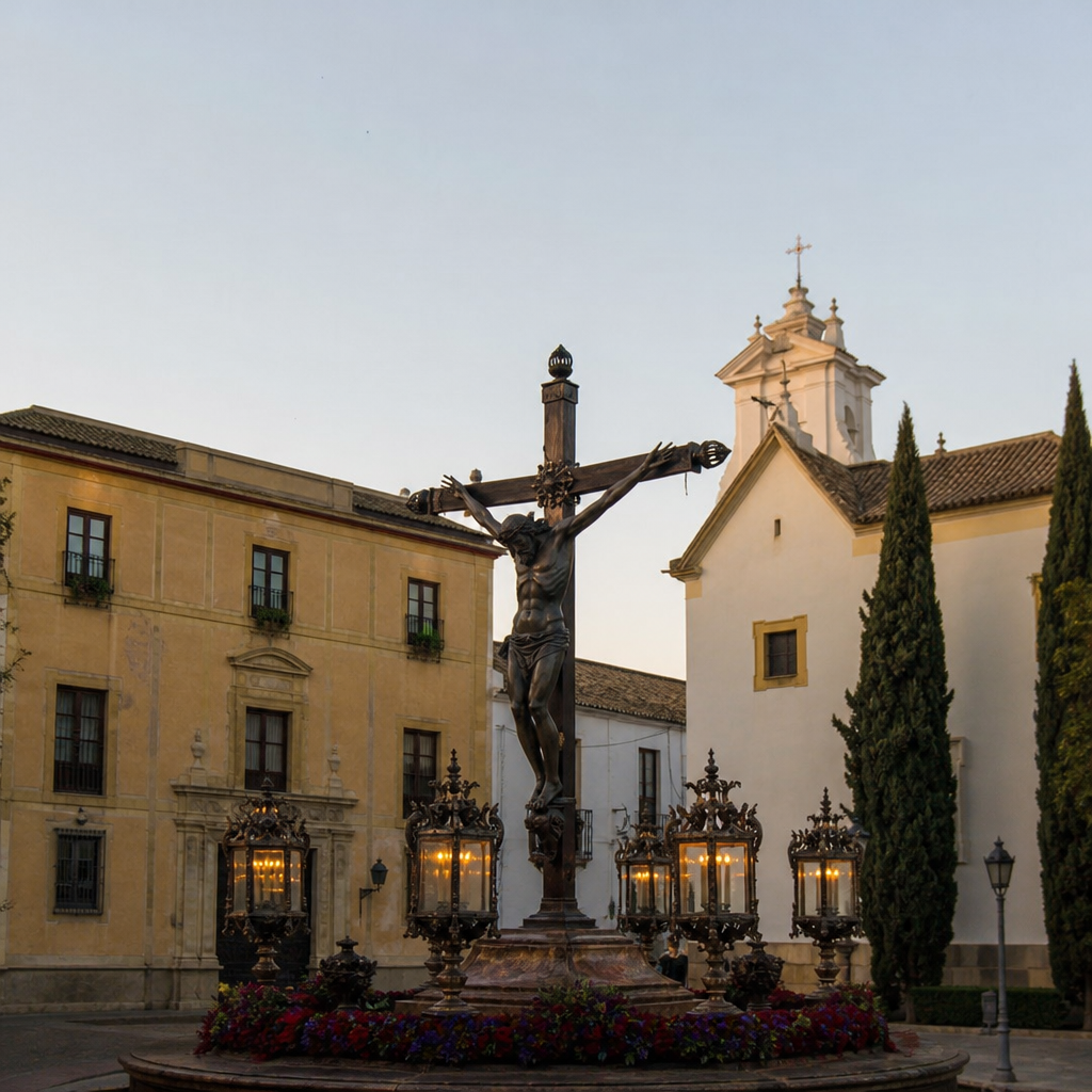 El Cristo de los Faroles en la plaza de Capuchinos de Córdoba.