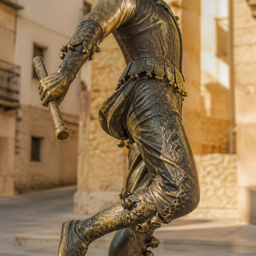 Detalle de la Escultura del Loco de Fuente Carreteros y su indumentaria