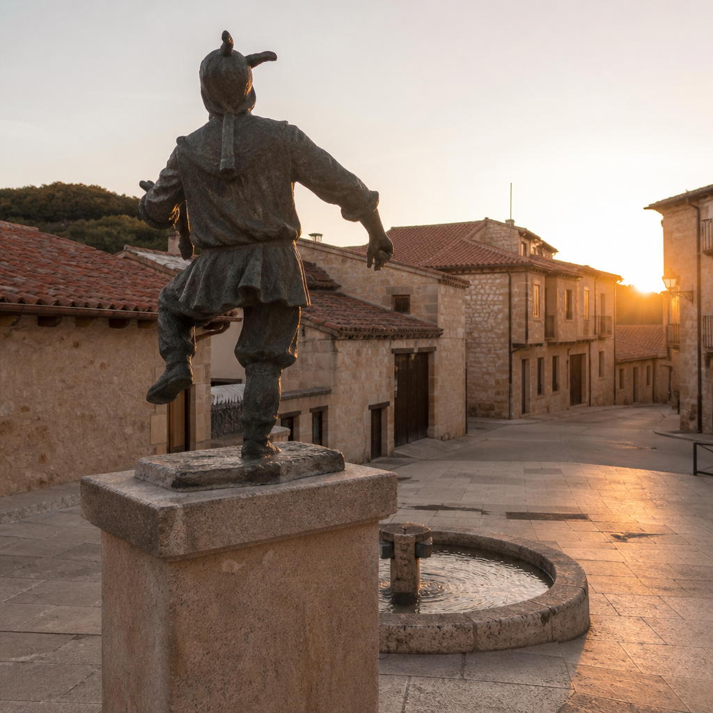 Entorno de la Escultura del Loco en Fuente Carreteros al atardecer
