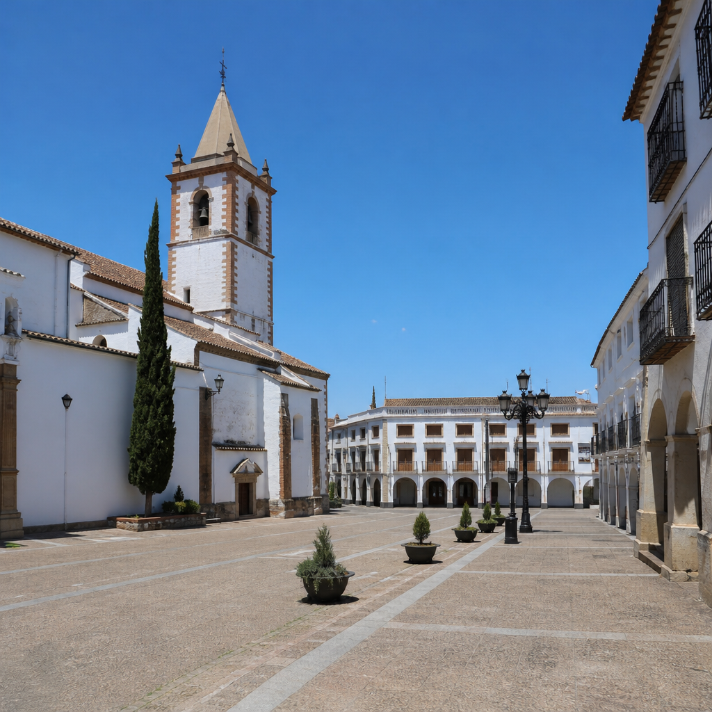 Vista amplia de la plaza del Ayuntamiento de Fuente Obejuna.