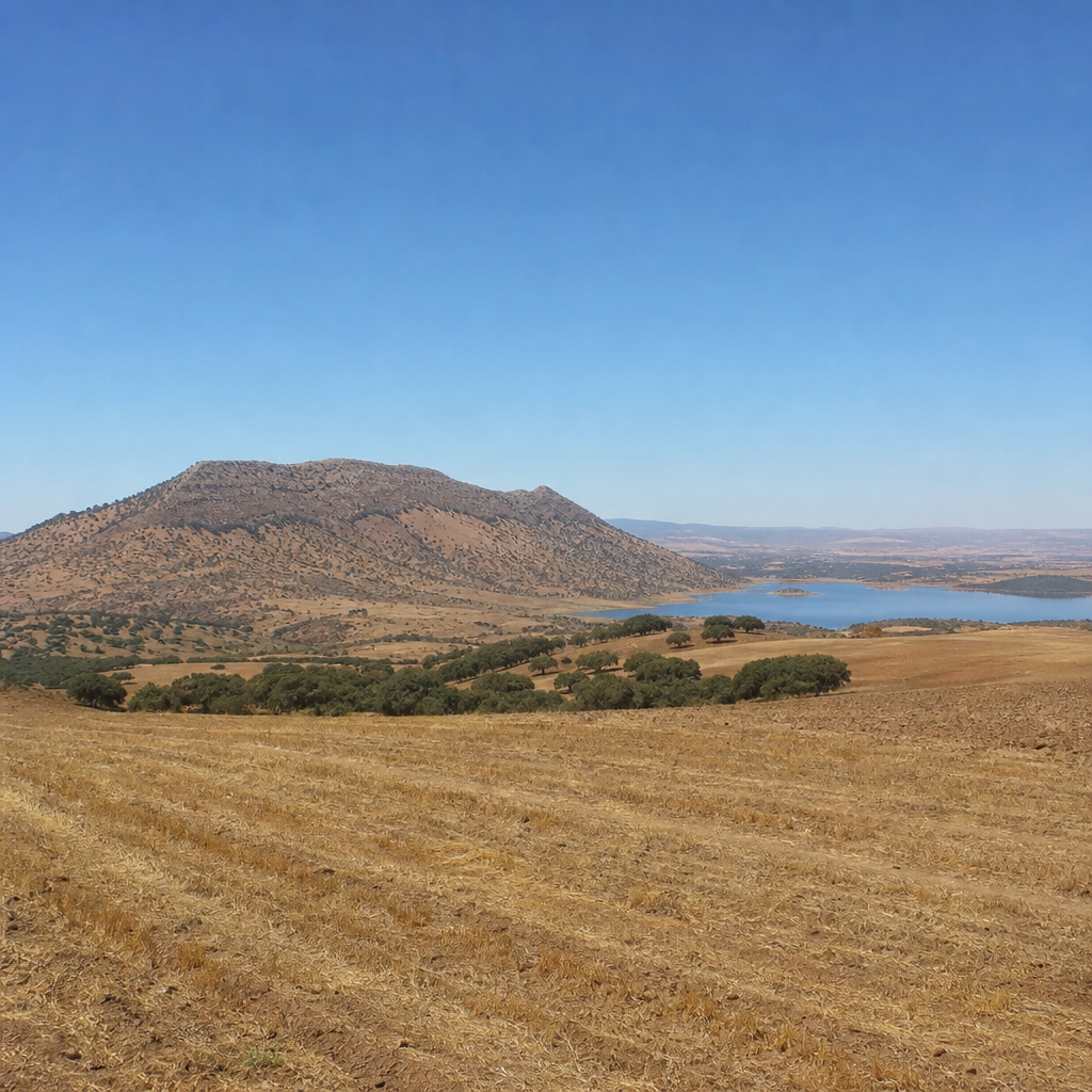Entorno del Cerro Masatrigo y del embalse de San Pedro, donde se localizaron la vía romana y el castellum divisorium.