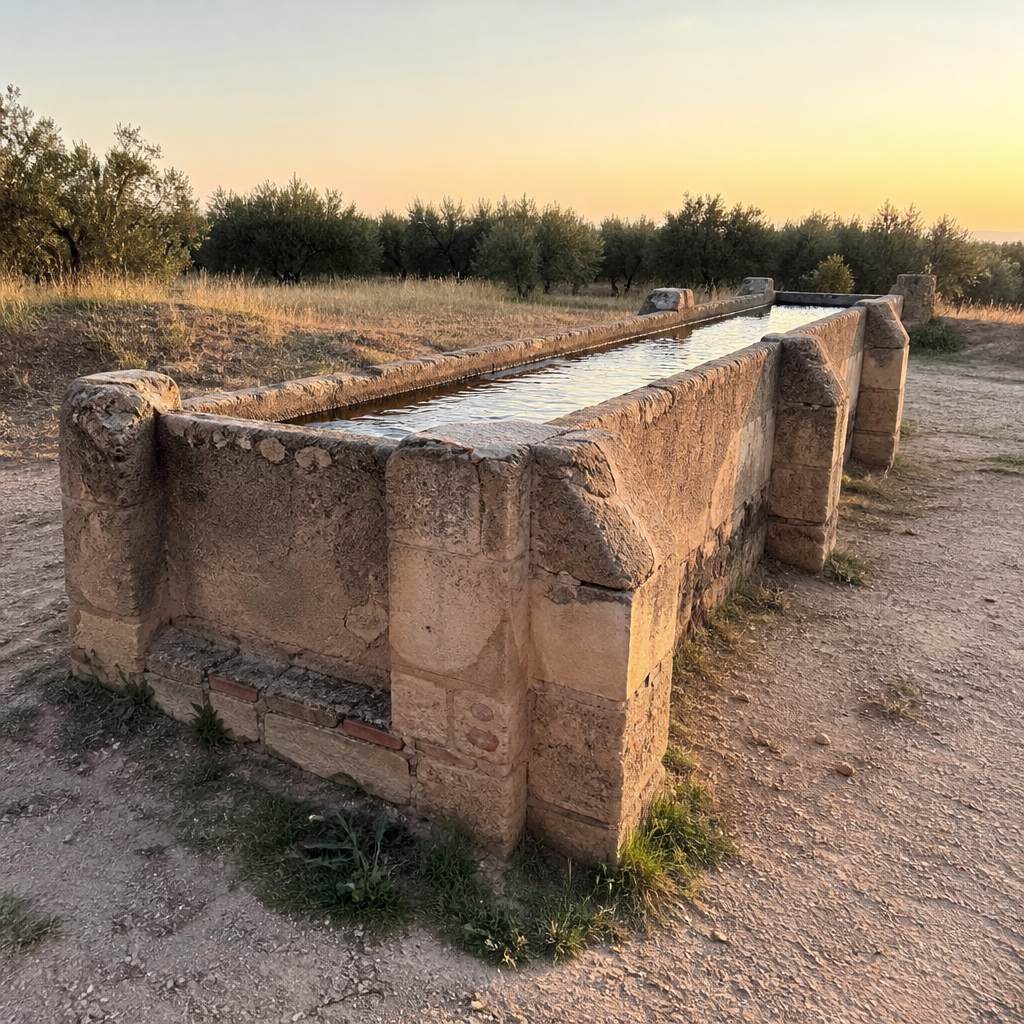 Pilar de Abajo, abrevadero de Guadalcázar, con contrafuertes