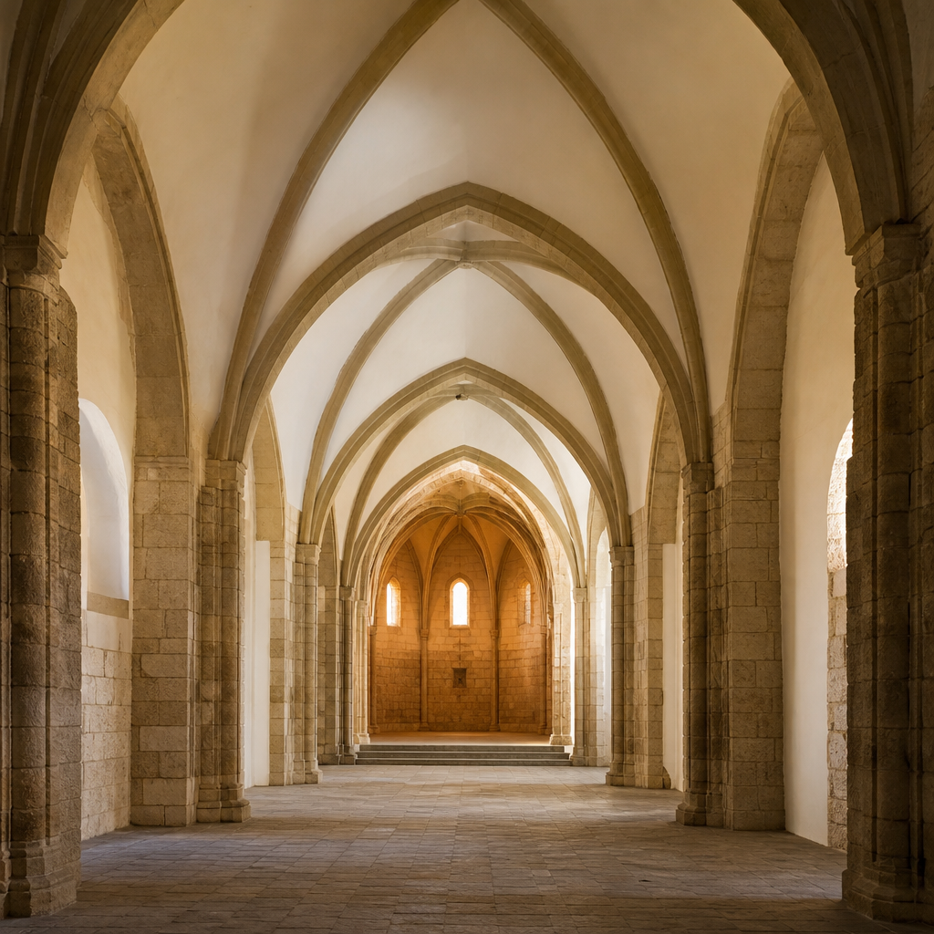 Nave con arcos apuntados y presbiterio de la Ermita de Nuestra Señora de la Antigua en Hinojosa del Duque