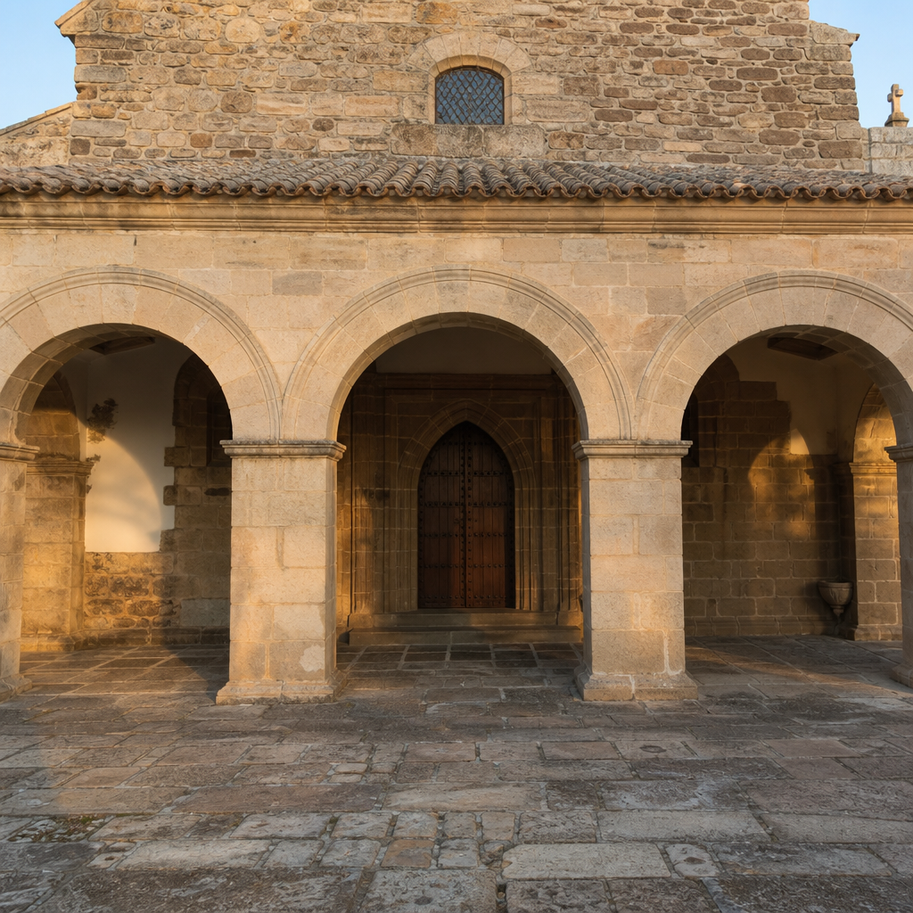 Portada y pórtico de la Ermita de San Bartolomé en Hinojosa del Duque