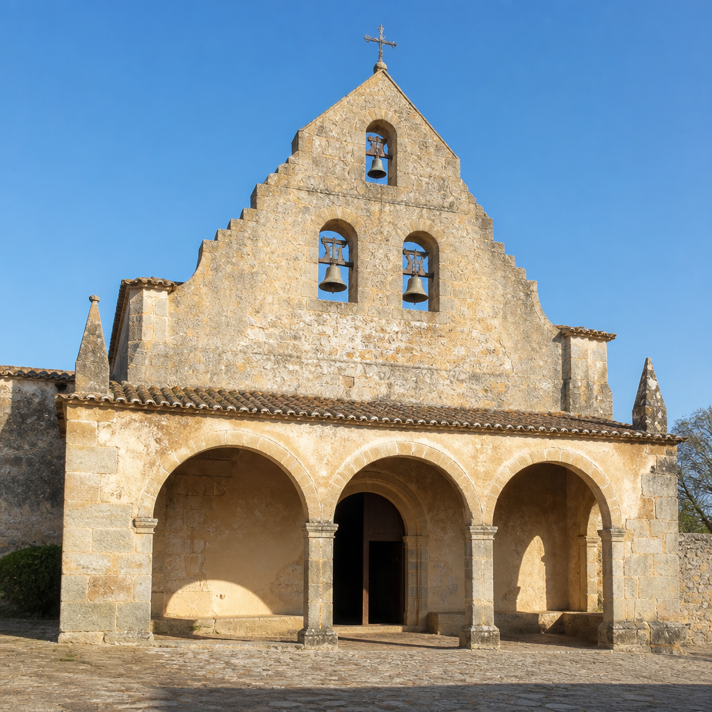 Portada con pórtico de arquerías y espadaña de la Ermita del Santo Cristo de las Injurias