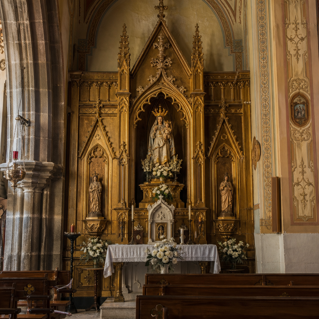 Retablo de la Virgen del Rosario en la Iglesia Parroquial de San Juan Bautista de Hinojosa del Duque