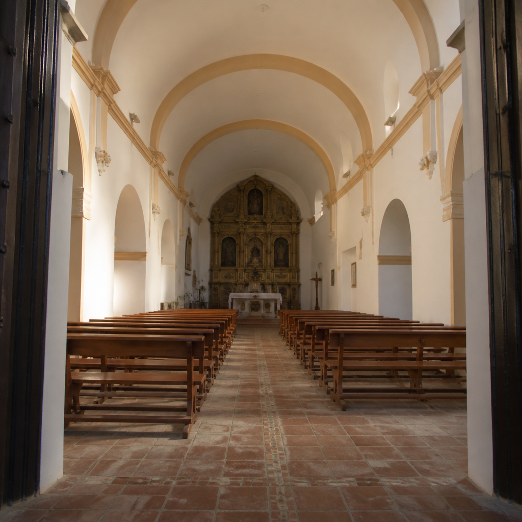 Nave con bóveda de cañón de la Ermita de San Salvador en Hornachuelos