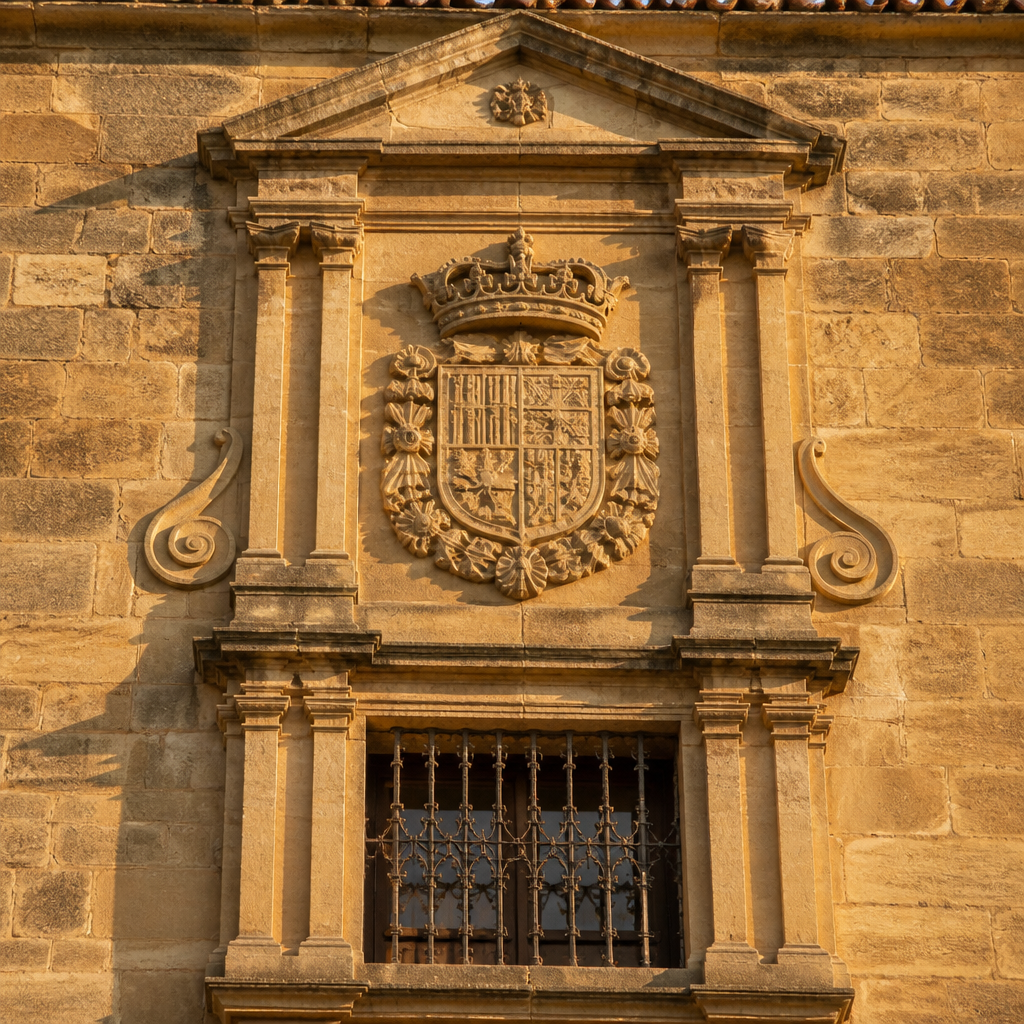 Escudo de los Salazar y reja central de la Casa de las Columnas, Iznájar