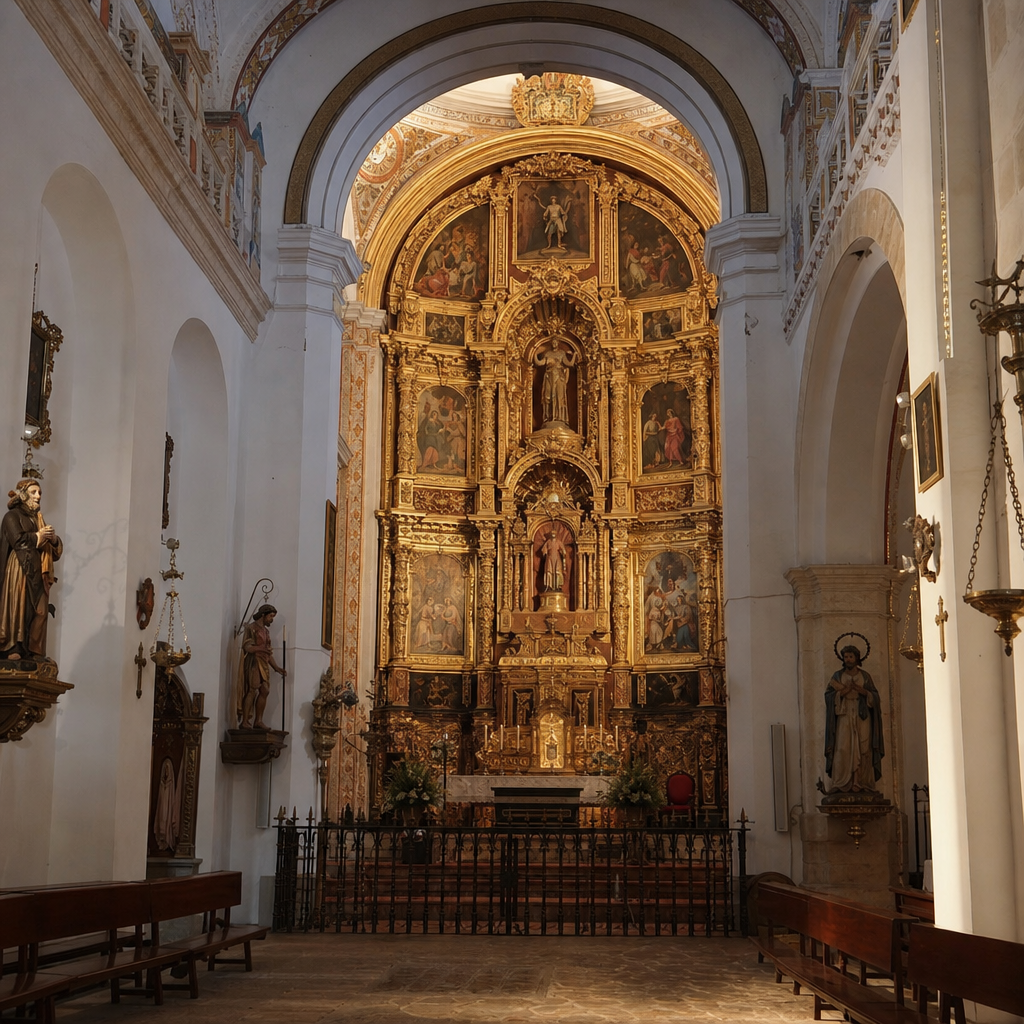 Presbiterio y retablo mayor de la Iglesia de Santiago Apóstol en Iznájar