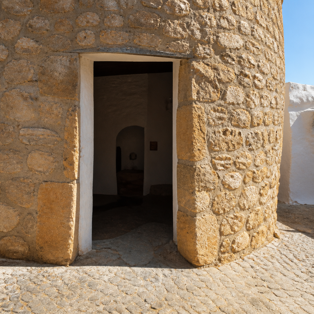 Entrada a la casa cueva de la Torre de San Rafael en Iznájar, sede de la Hermandad de los Apóstoles