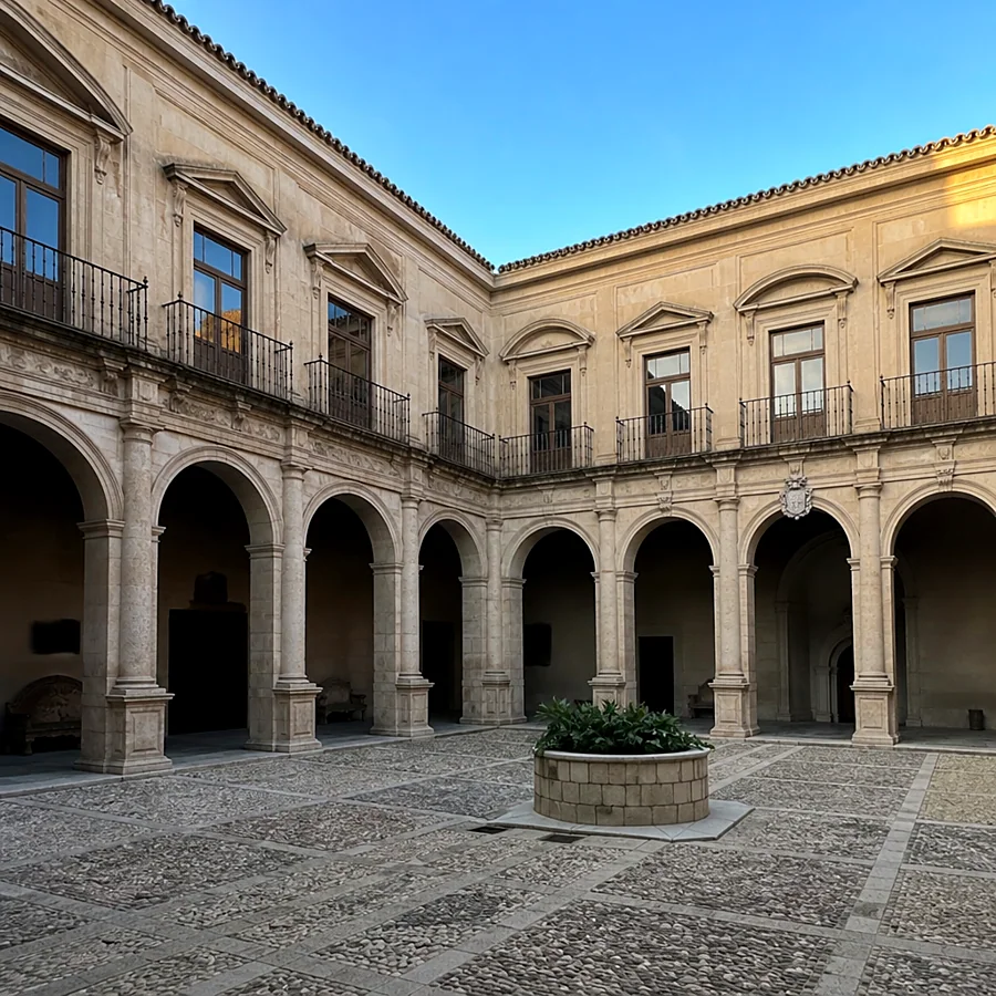 Recreación ilustrativa: Claustro del siglo XVI del Archivo Histórico Provincial de Jaén