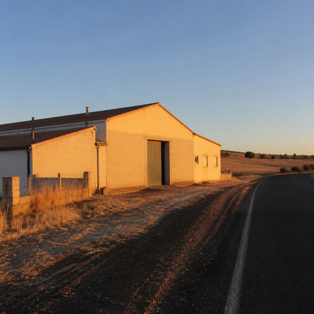Exterior de una empresa de jamón en Hinojosa del Duque, Valle de los Pedroches