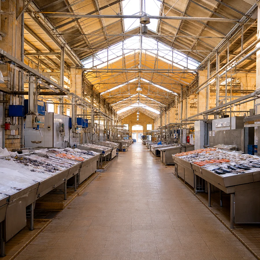 Recreación ilustrativa: Pescadería de la Plaza de Abastos de Jerez