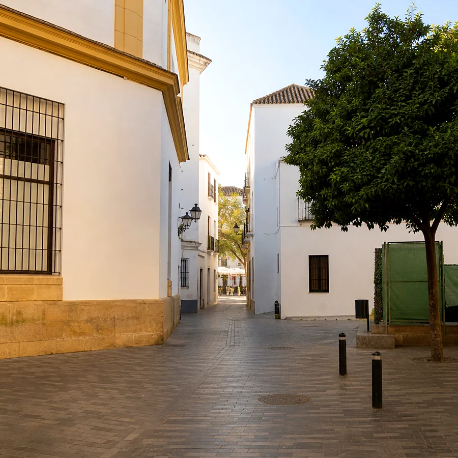 Recreación ilustrativa: Esquina de la calle Consistorio, donde estaba la Puerta del Real en Jerez