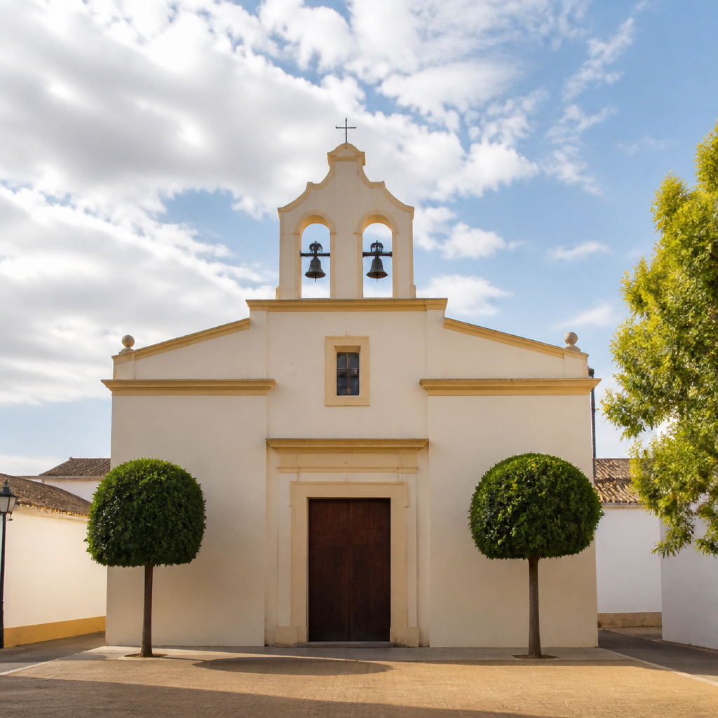Fachada con espadaña de la Iglesia de María Auxiliadora de La Carlota