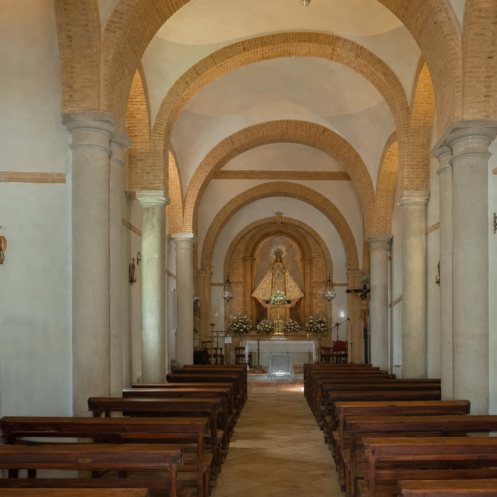 Nave y altar mayor de la iglesia de Nuestra Señora del Valle en La Granjuela
