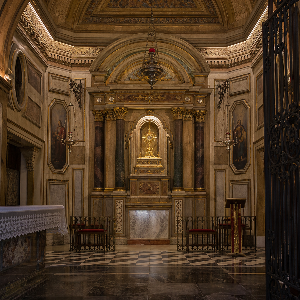 Capilla del Sagrario; la custodia aparece solo si está expuesta.