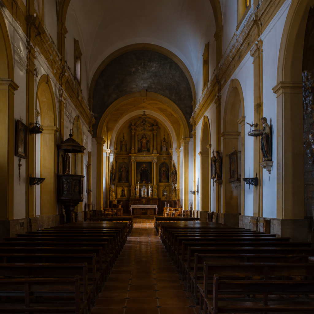 Nave y retablos de la iglesia de la Santísima Trinidad, turismo en La Rambla