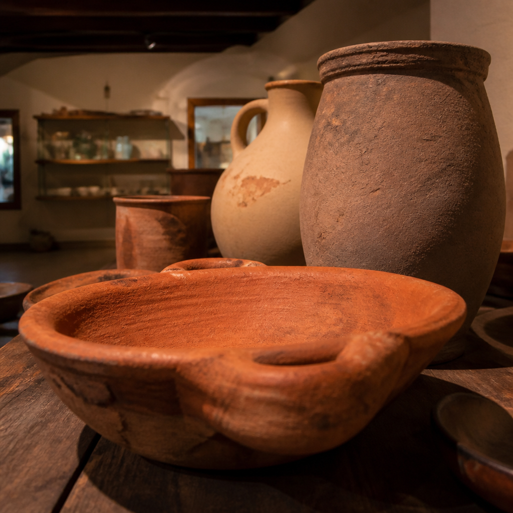 Piezas de barro que muestran las huellas del trabajo alfarero.