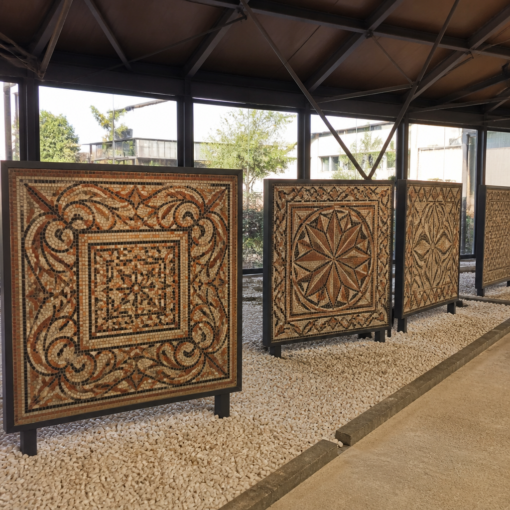 Mosaicos contemporáneos de la Basílica paleocristiana de Coracho en Lucena