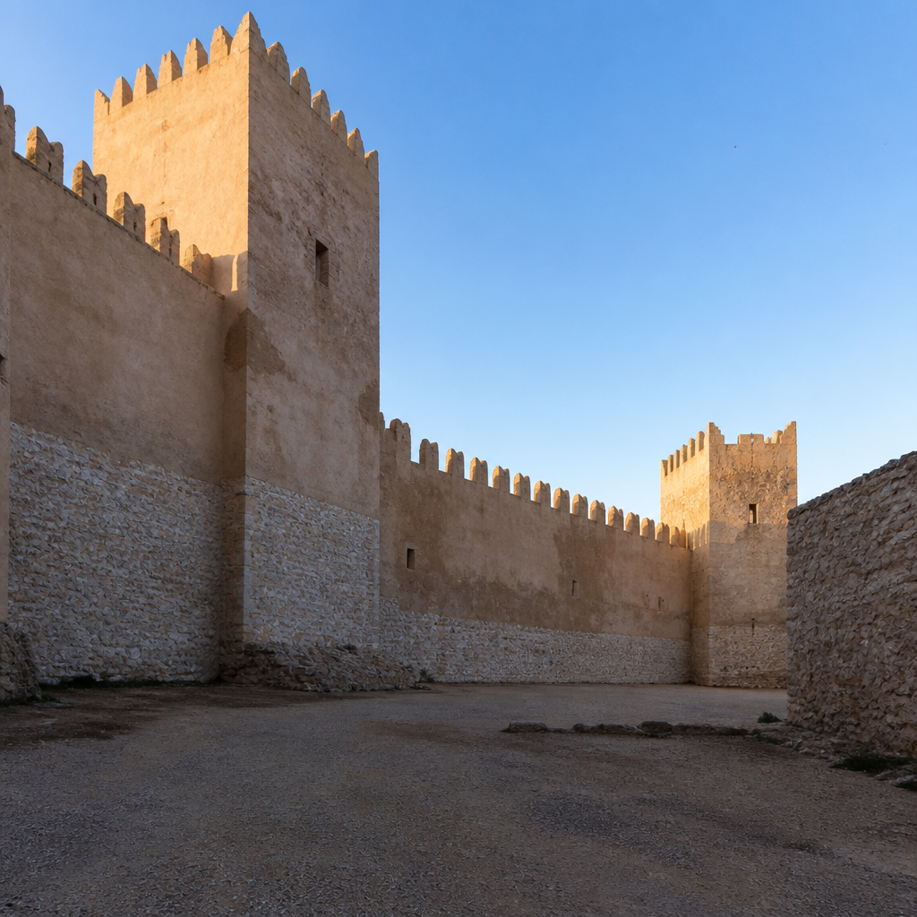 Muros y torres del Patio de Armas del Castillo del Moral de Lucena