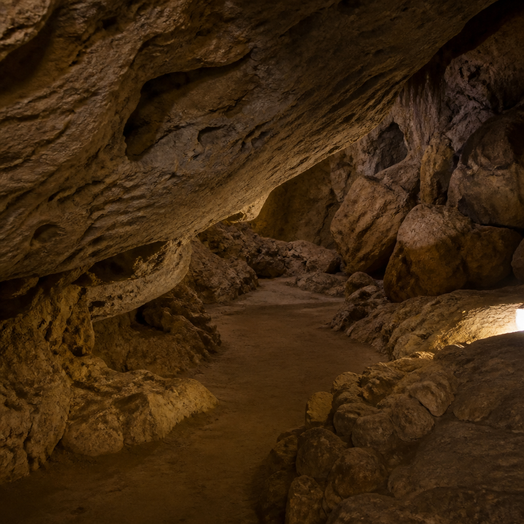 Reproducciones de pintura rupestre en la Cueva de la Encantada de Luque