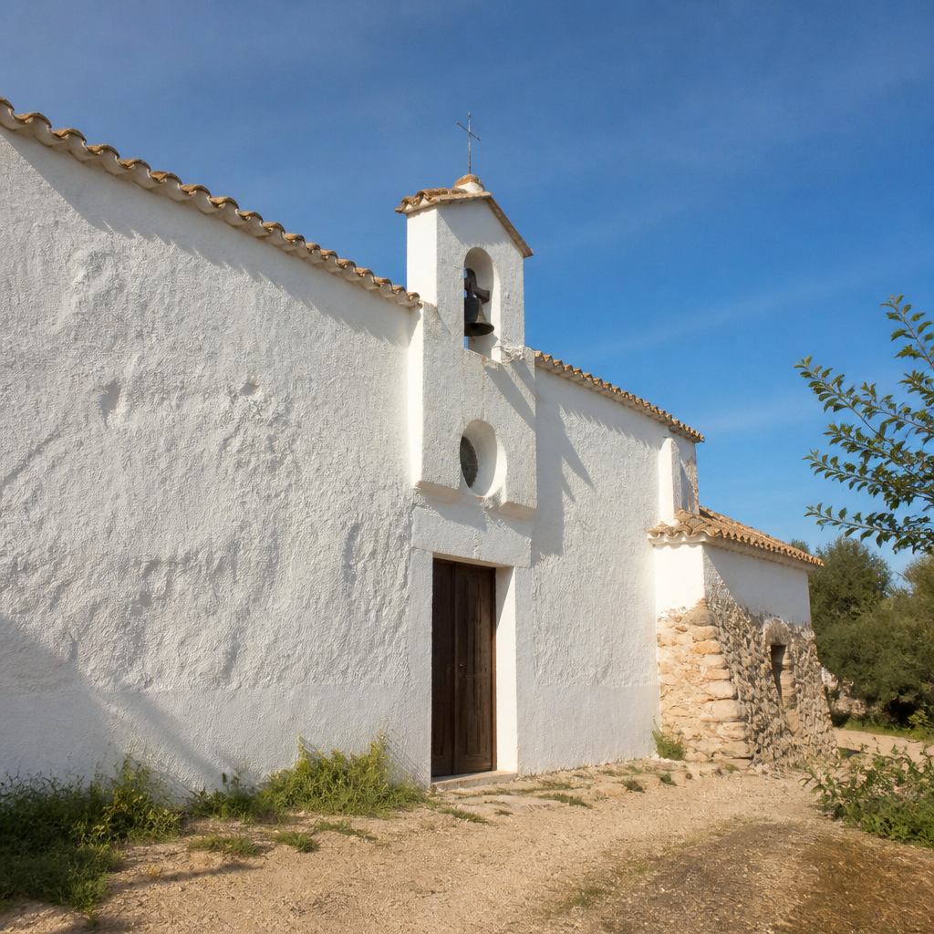 Fachada encalada de la Ermita de San Jorge en Luque