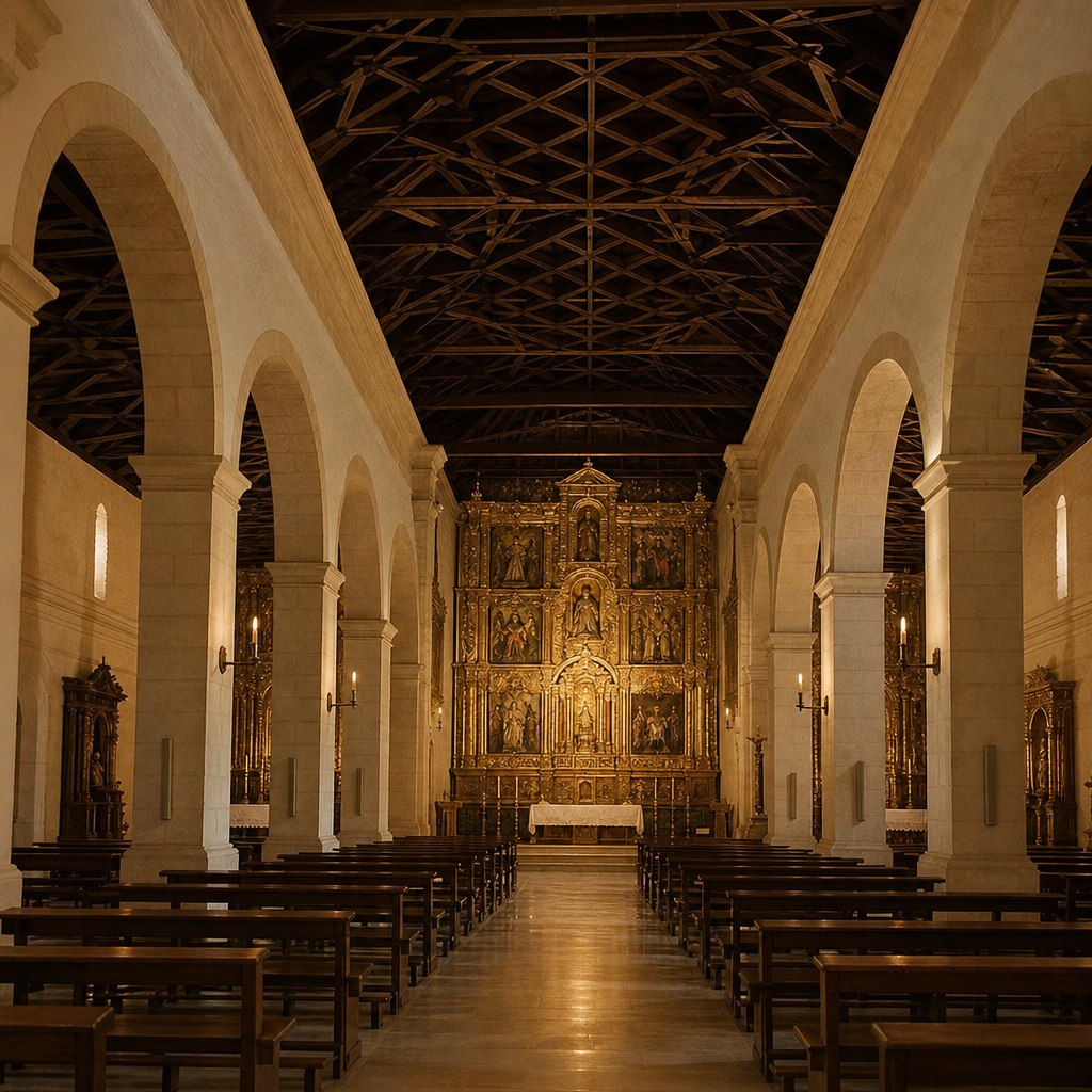 Artesonado y retablo mayor de la Iglesia de la Asunción de Luque