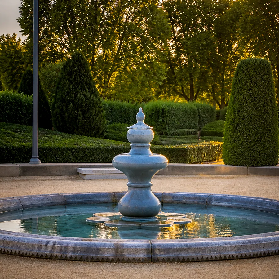 Recreación ilustrativa: Fuente del Cielo junto a los Jardines de Sabatini, Plaza de España