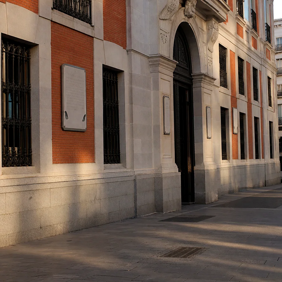 Recreación ilustrativa: Placas en la fachada de la Real Casa de Correos, Puerta del Sol Madrid