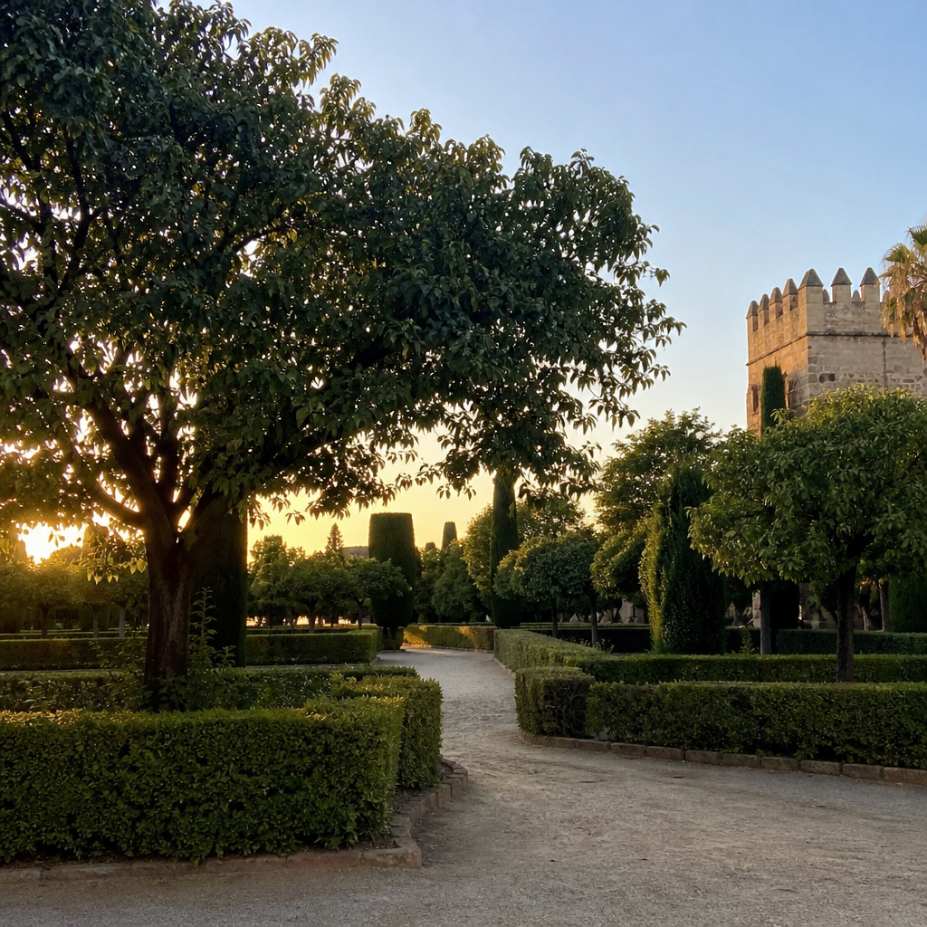 Jardines de la Victoria en Córdoba al atardecer