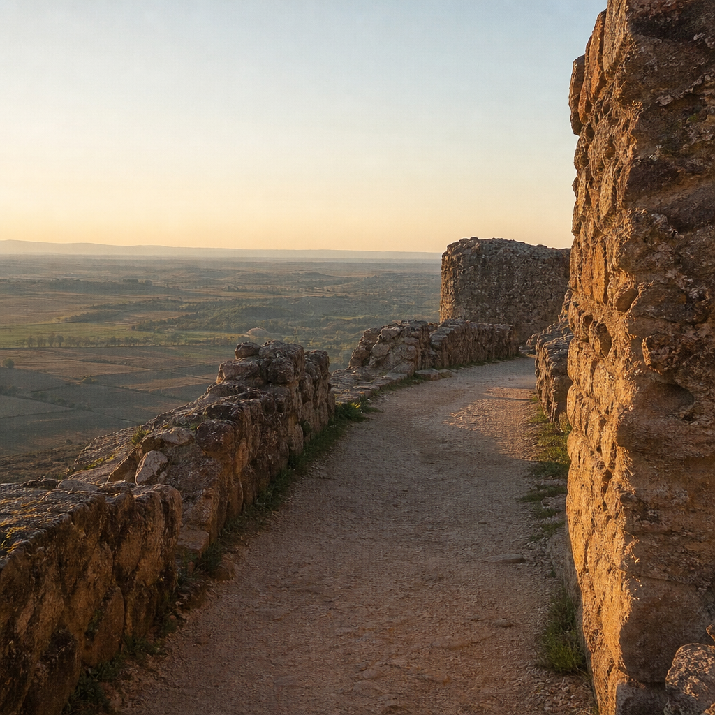Acceso y paso de ronda del Castillo de Dos Hermanas, Montemayor.