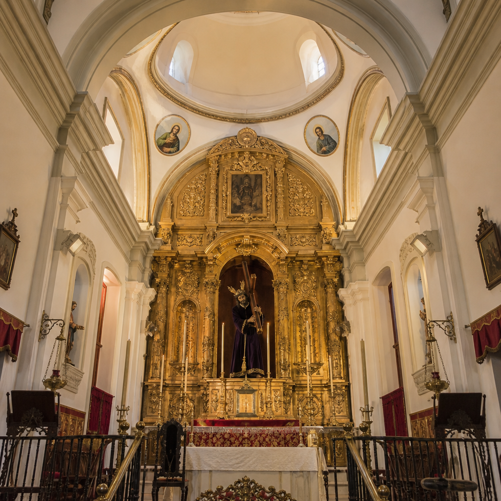 Capilla mayor y retablo con el Nazareno en la Ermita de Nuestro Padre Jesús Nazareno de Montemayor