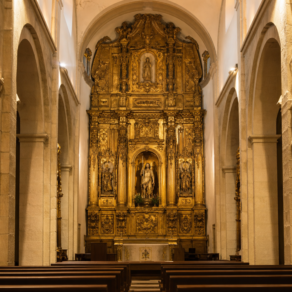 Retablo mayor con San Acacio en la iglesia de Montemayor