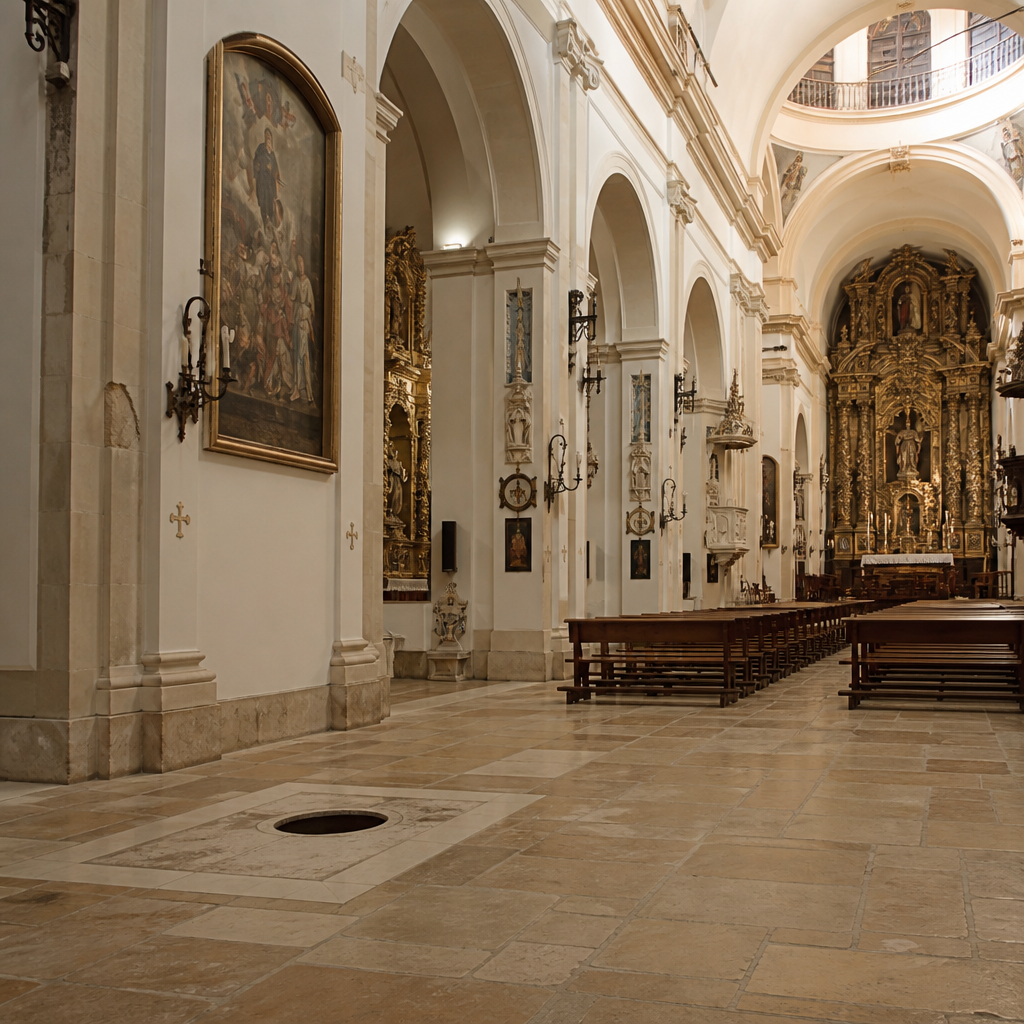 Losa del pozo en la nave de la Parroquia de San Francisco Solano, Montilla