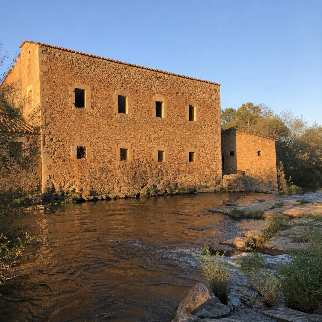 Cuerpo grande del Molino de las Aceñas en Montoro, de sillería de piedra