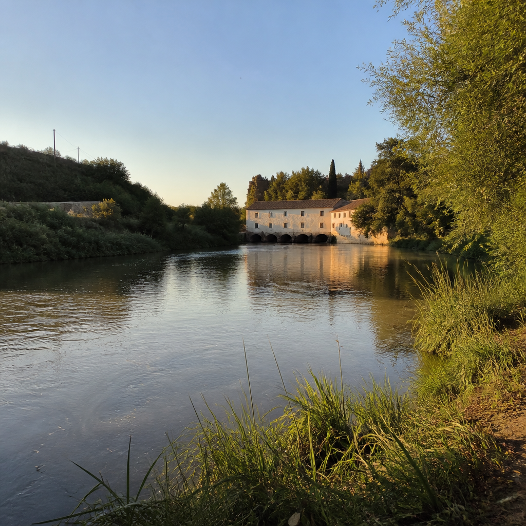 Río Guadalquivir junto al Molino de las Monjas en Montoro, cuyo contrato de 1555 obligaba a reparar tras las crecidas