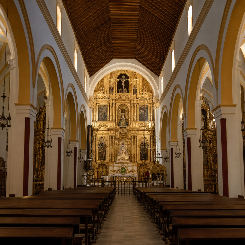 Nave central y retablo mayor de la Iglesia Parroquial de San Mateo de Monturque