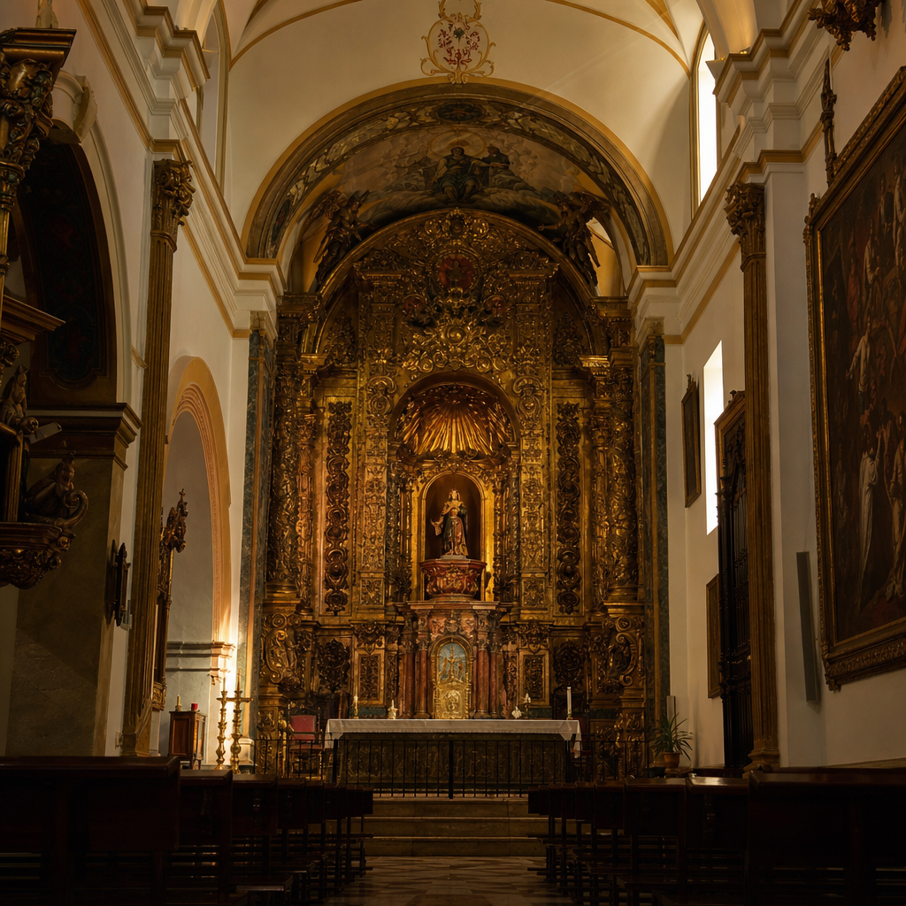 Retablo mayor de la Virgen del Rosario en la iglesia de San Jerónimo de Moriles