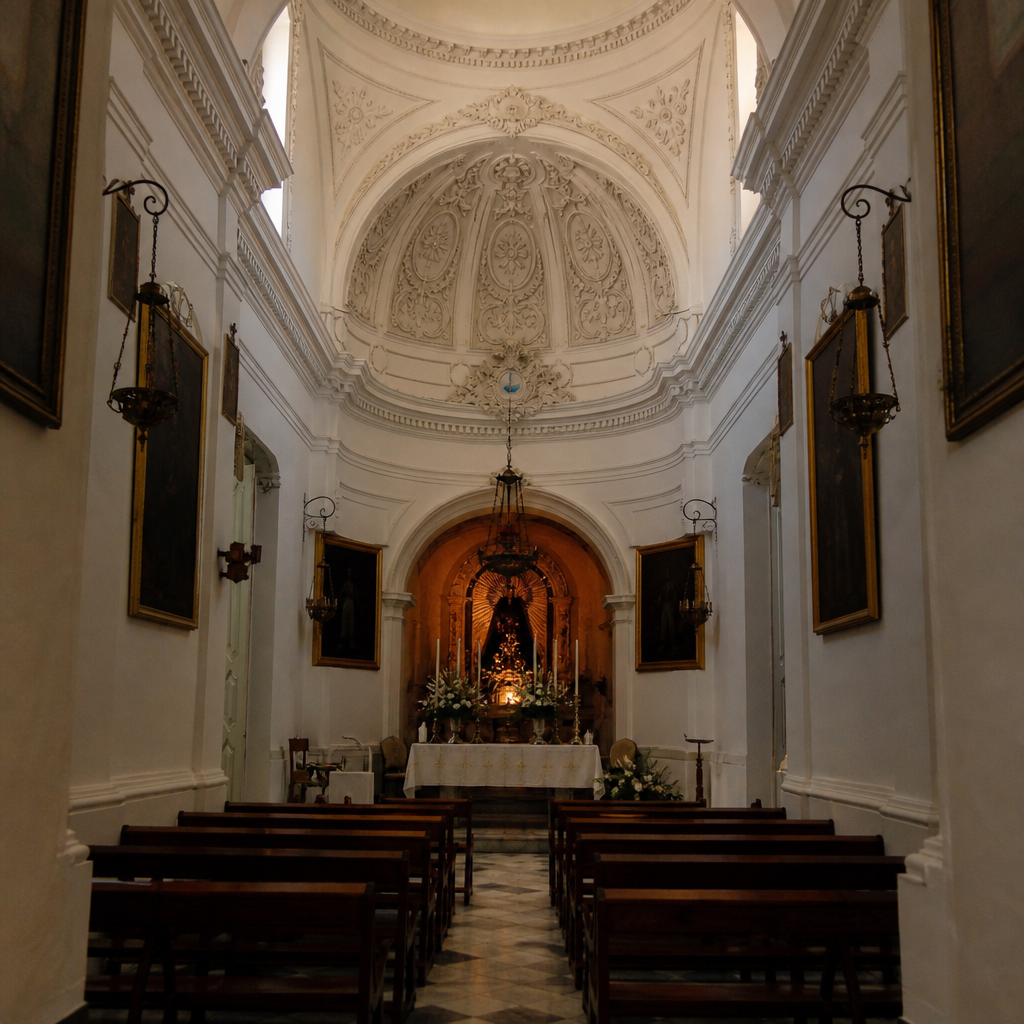 Cúpula y camarín en el interior de la Capilla de la Virgen de las Angustias, Nueva Carteya