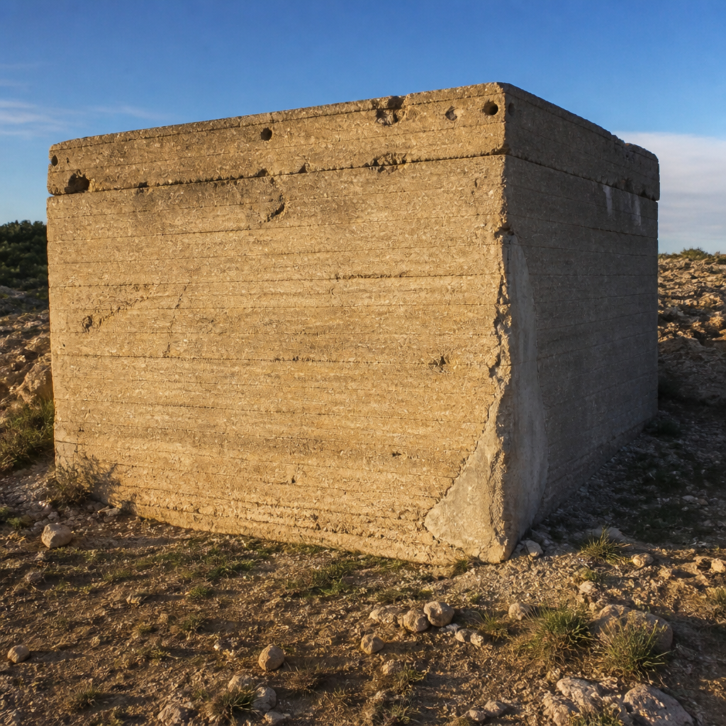 Estructura de hormigón del depósito de agua romano.