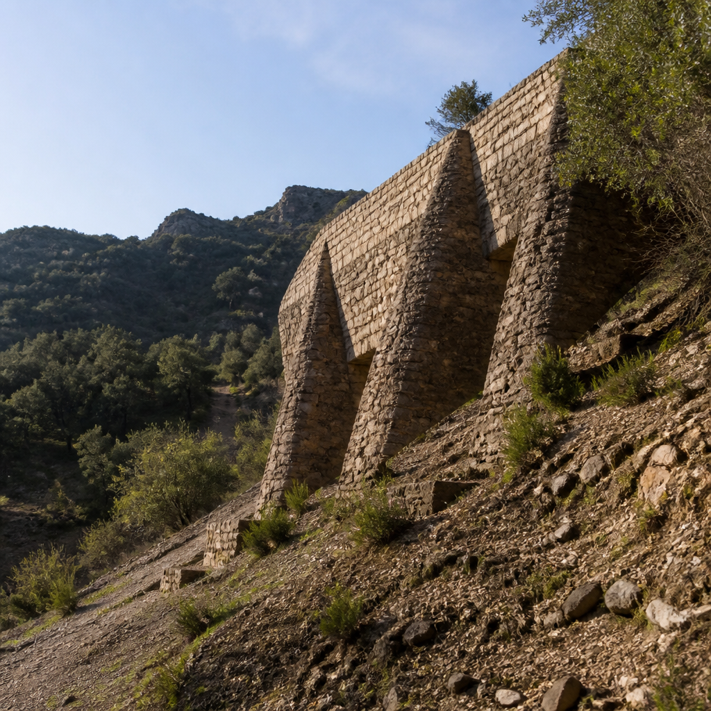 Tolvas mineras en la ladera sur del Cerro de la Coja.