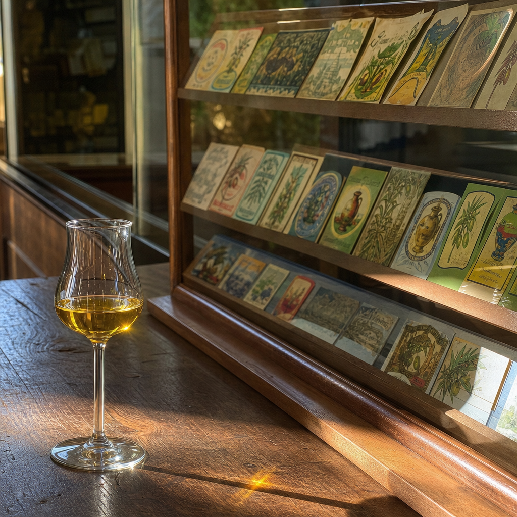 Cata de aceite DOP Baena y colección de etiquetas del Museo del Olivar